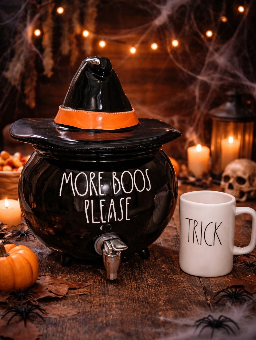 Rae Dunn Halloween Witches Hat Drink Dispenser Cauldron & Mug